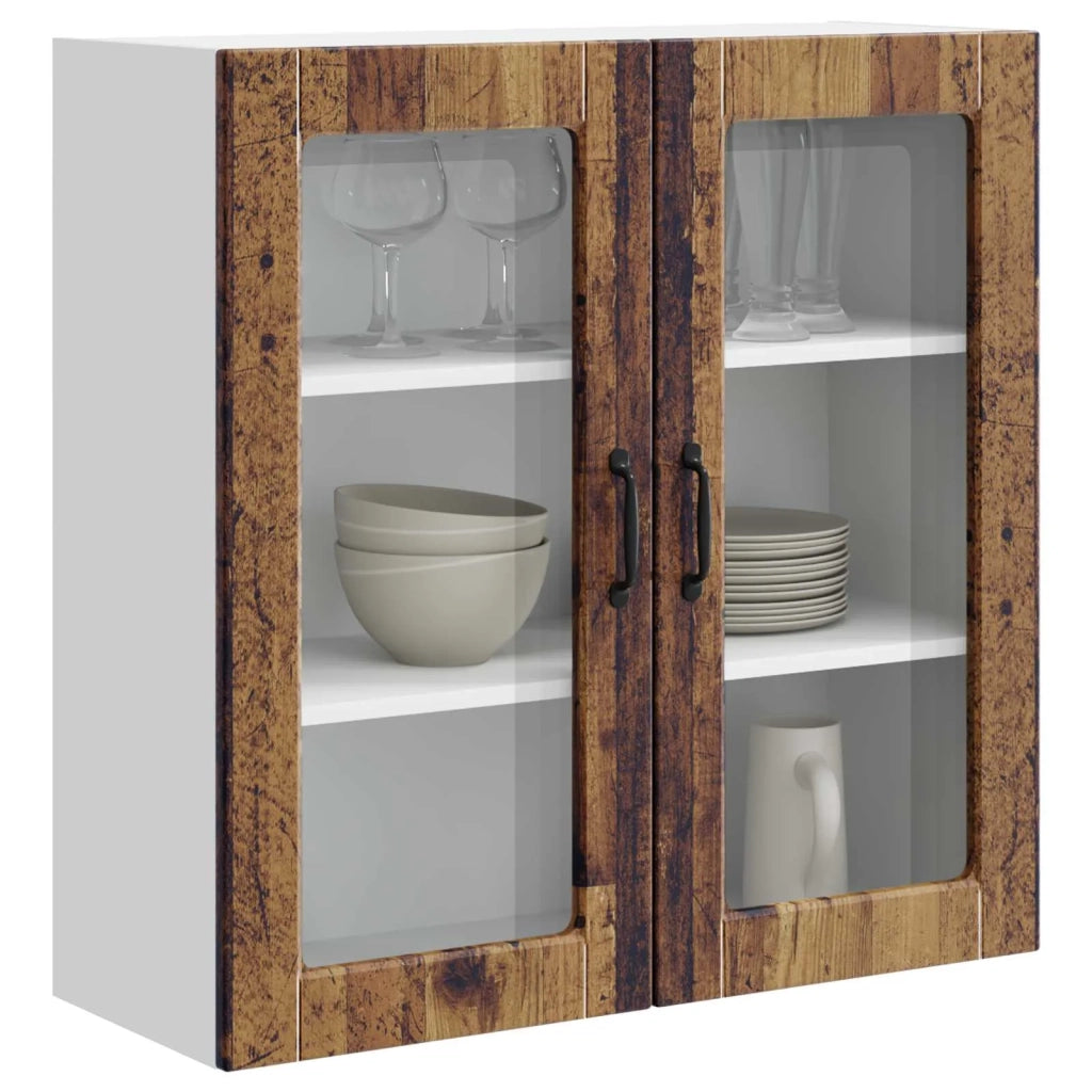 Pensile da cucina | Mobile in vetro da parete PORTO Legno vecchio 80 x 31 x 80 cm