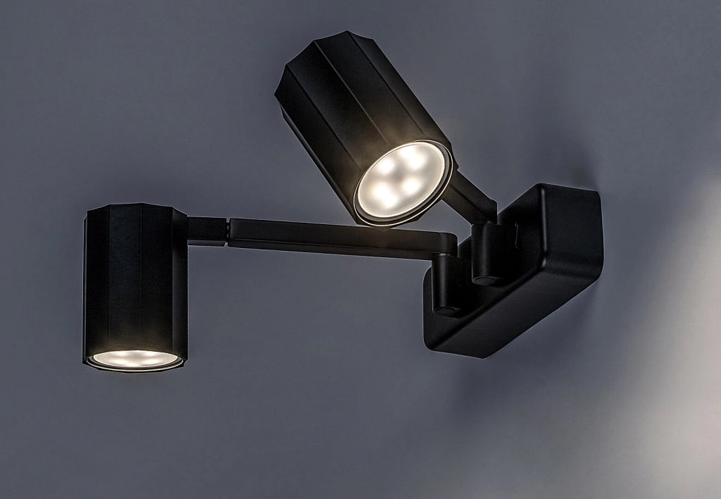 Applique Rabalux Karter nera doppia orientabile 2xGU10