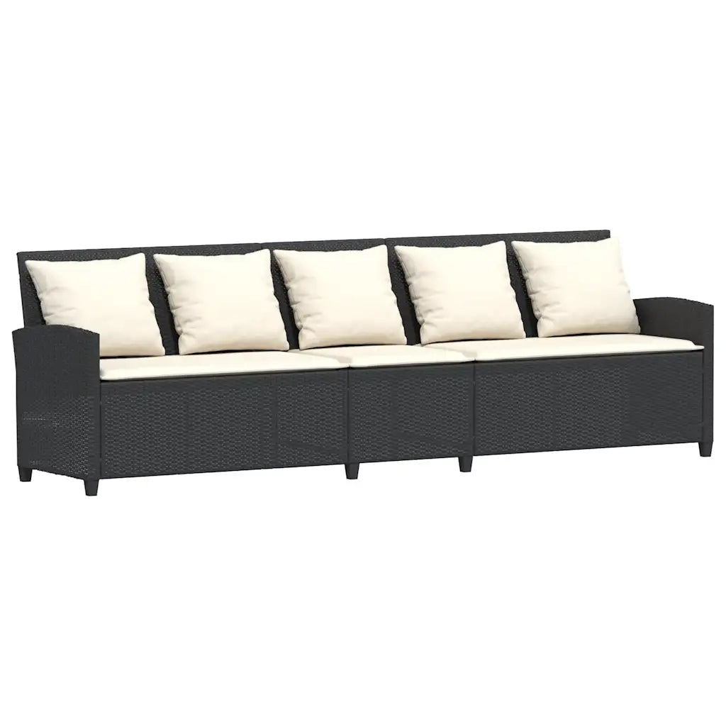 Set Divani da Giardino 4 pz con Cuscini Forma L Polyrattan Nero 3365324