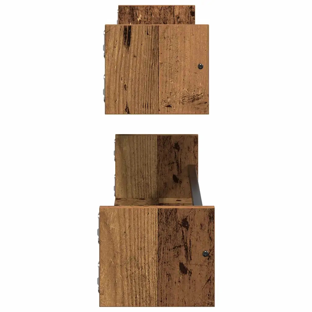 Scaffale da parete 2 pcs Legno vecchio 80 x 16 x 14 cm 869085