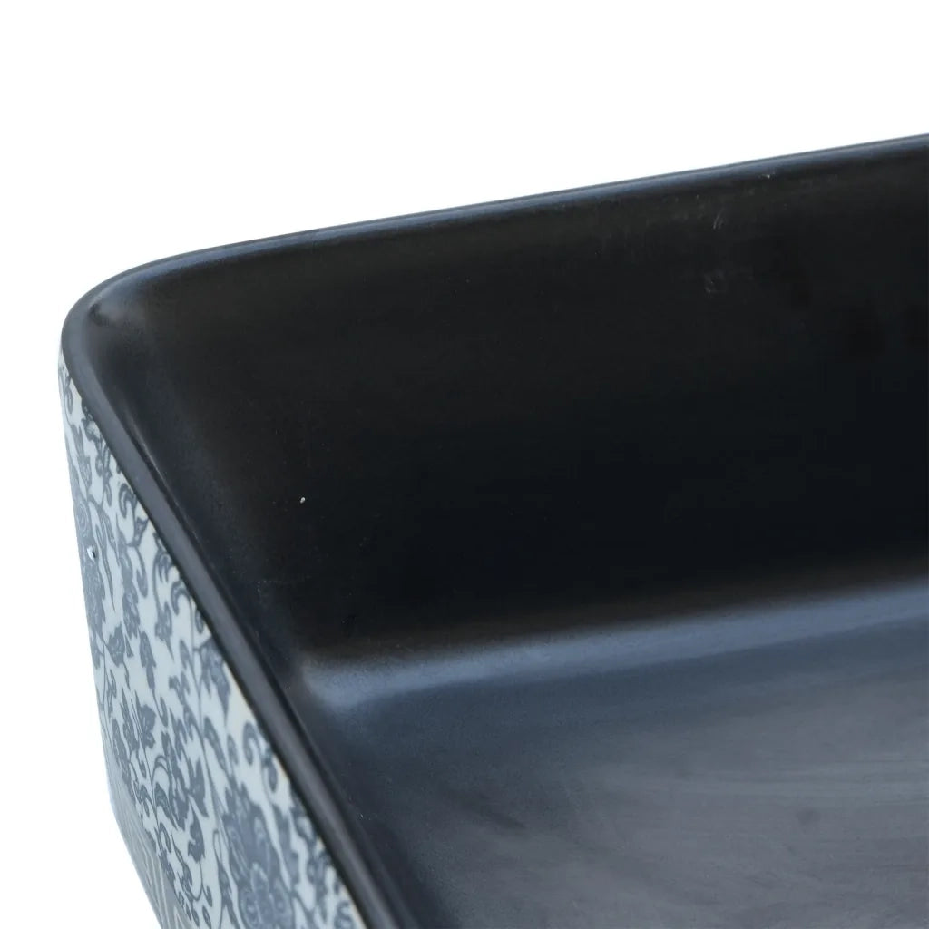 Lavabo Appoggio-Lavandino-Lavello Nero e Blu Rettangolare 46x35,5x13 cm Ceramica