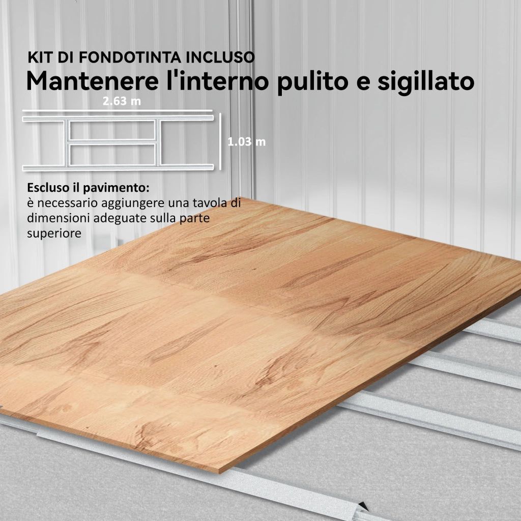Casetta Porta Attrezzi in Acciaio con Tetto Inclinato e 2 Porte Scorrevoli ¨C zephmum ¨C Grigio Scuro 277x195x192 cm