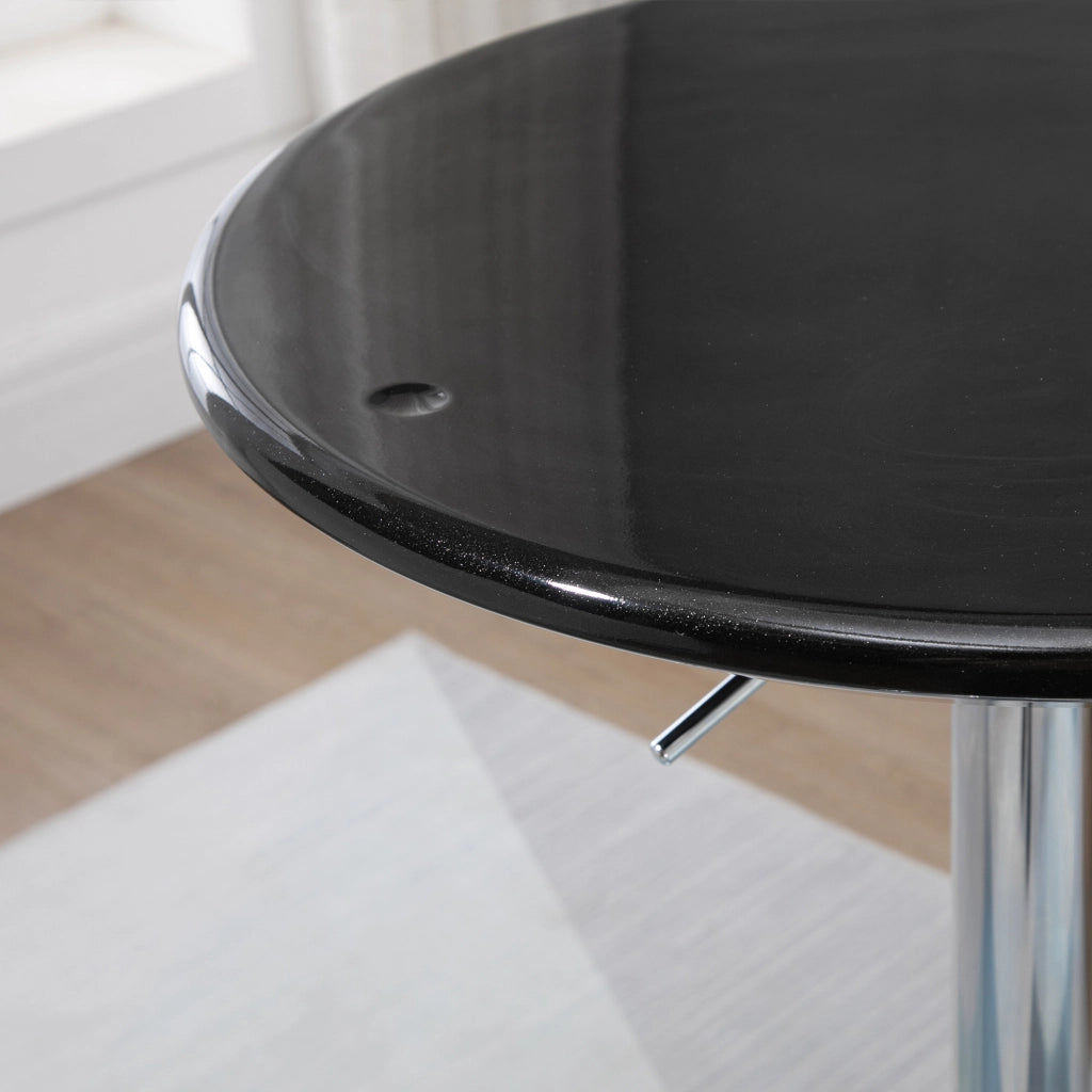Tavolo da Bar Rotondo con Piano Girevole e Base in Acciaio ¨C Minimal ¨C Nero, ¦µ61x76-97cm
