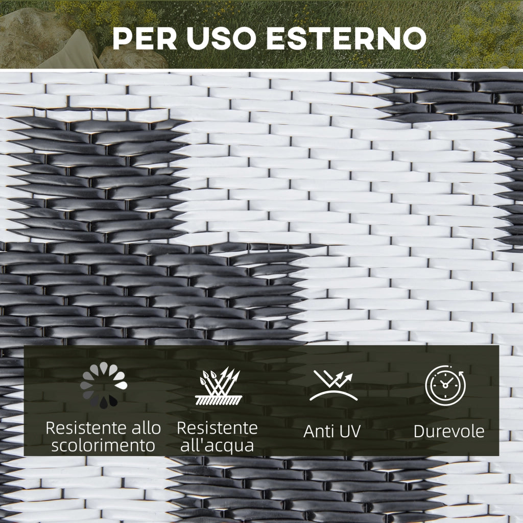 Tappeto Esterno Reversibile per Balcone e Terrazza ¨C Minimal ¨C Nero e Bianco 274x182 cm