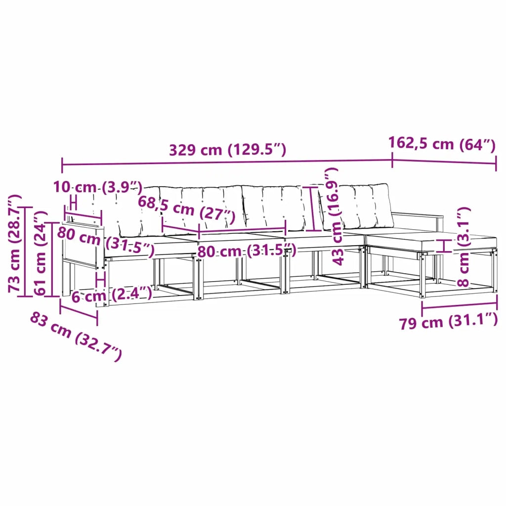 Set di divani da esterno 5 pz Naturale e Beige 3381361