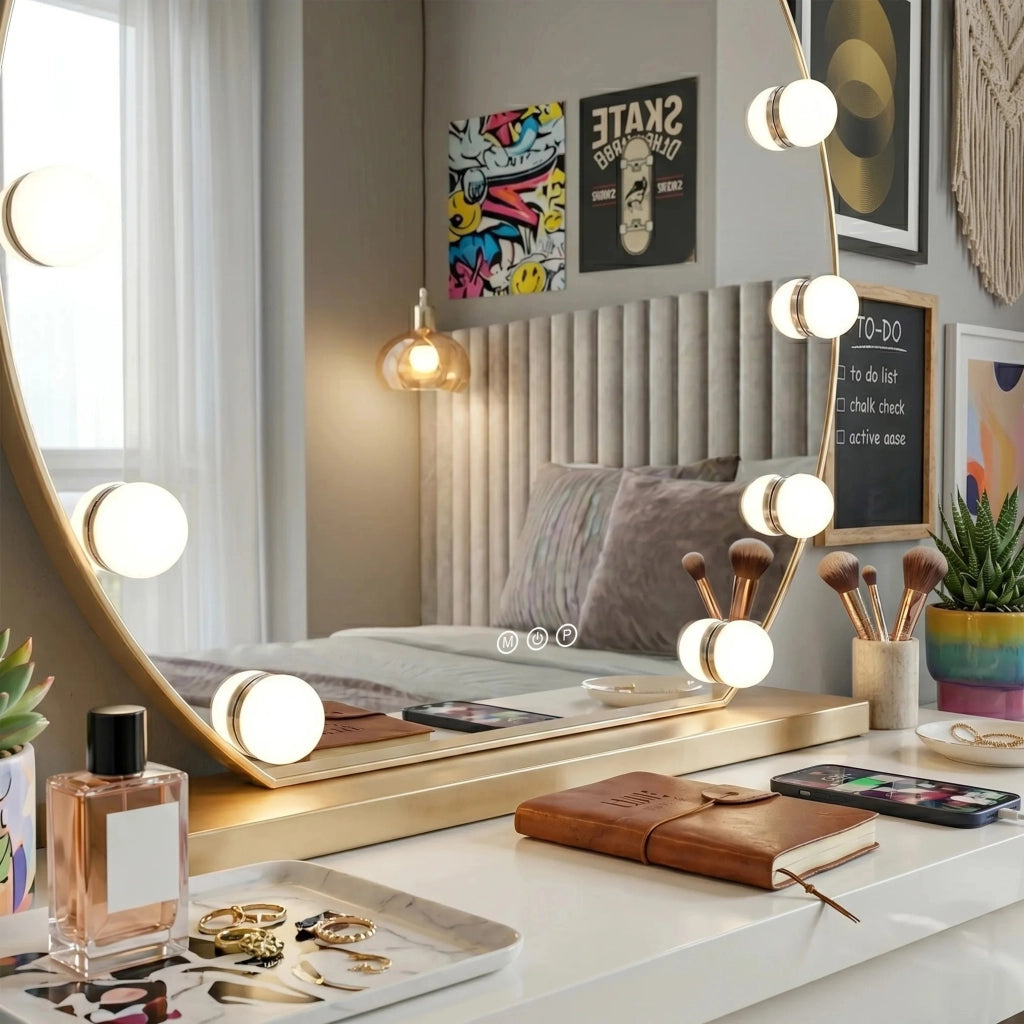 Specchio Led Hollywood L. Gold 50 Cm