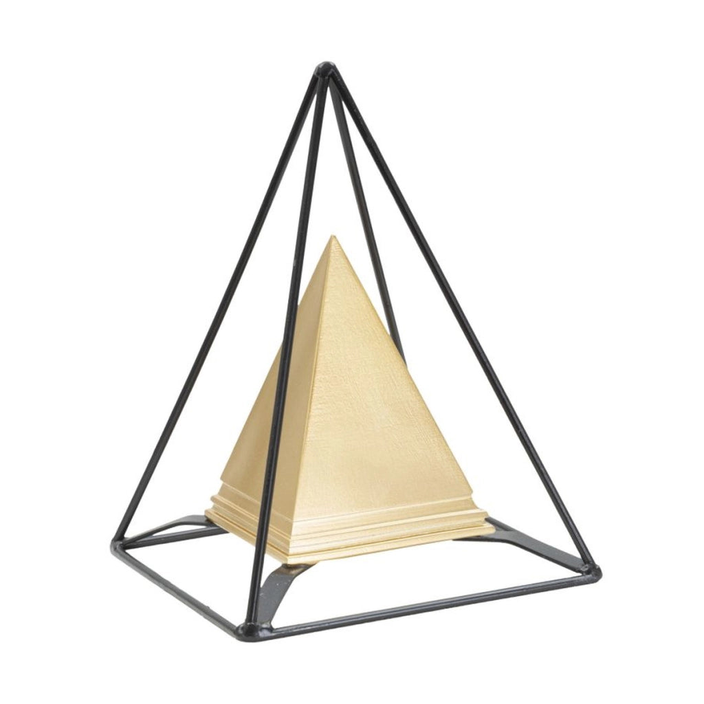 Scultura Piramide 1, Oro, Poliresina, 15x15x19,5 cm