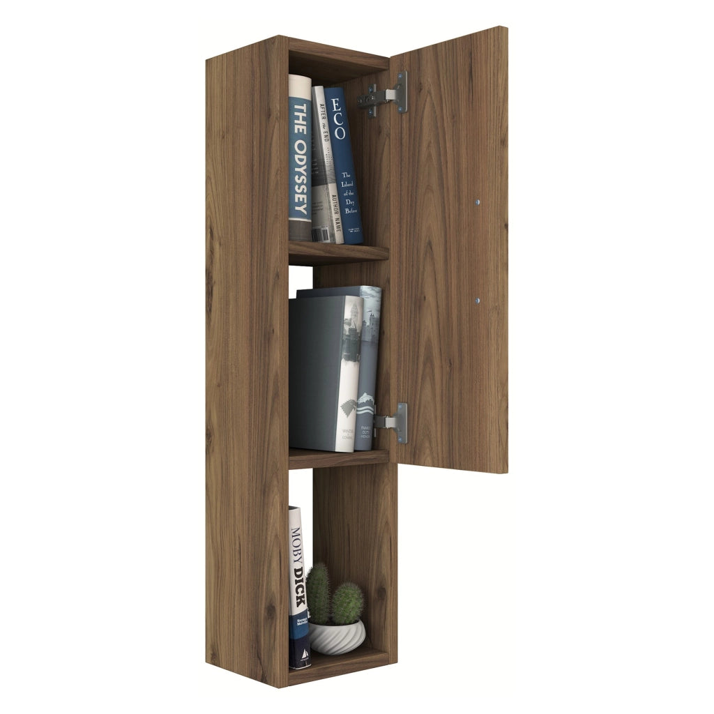 Boglione, Mobile Pensile 2 Ripiani, 22x90h cm Marrone Noce
