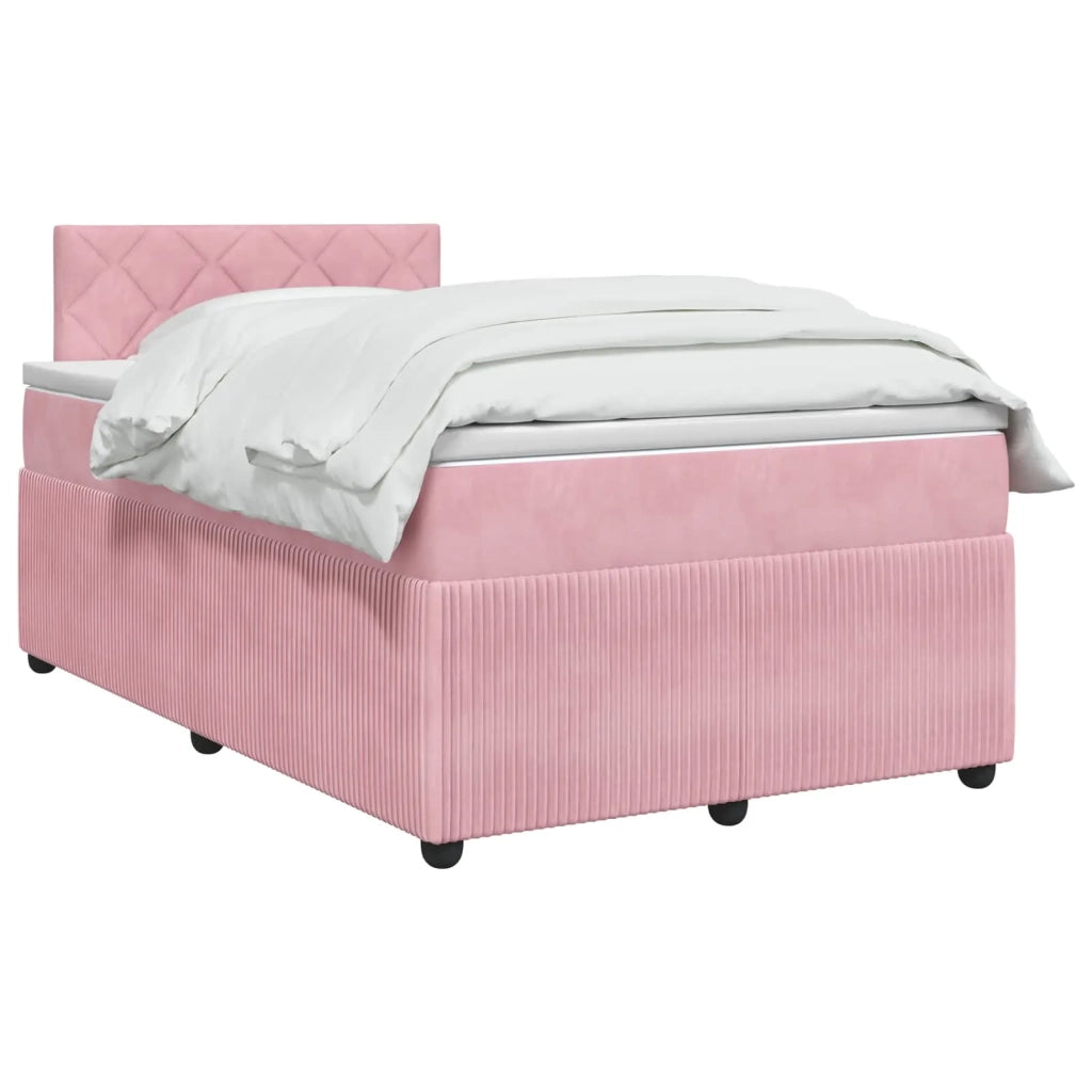 Letto box spring con materasso Rosa 120 x 190 cm Velluto 3451648