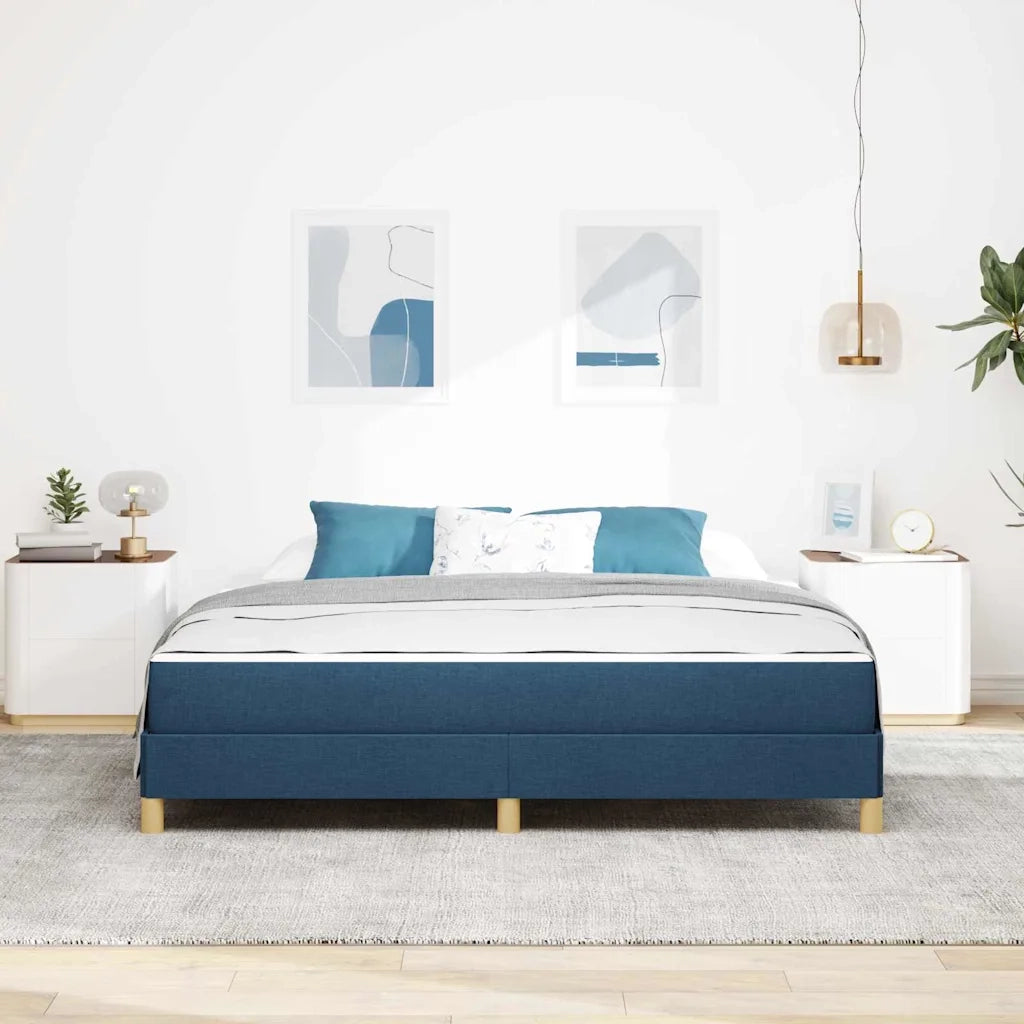 Letto a molle con materasso Blu 180 x 200 cm Tessuto