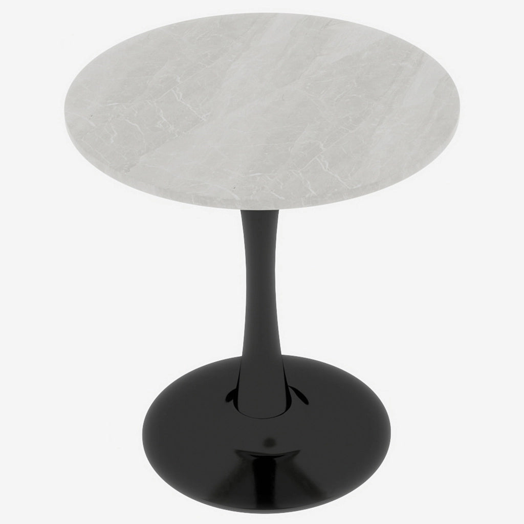 Tavolino rotondo moderno in marmo artificiale nero e bianco