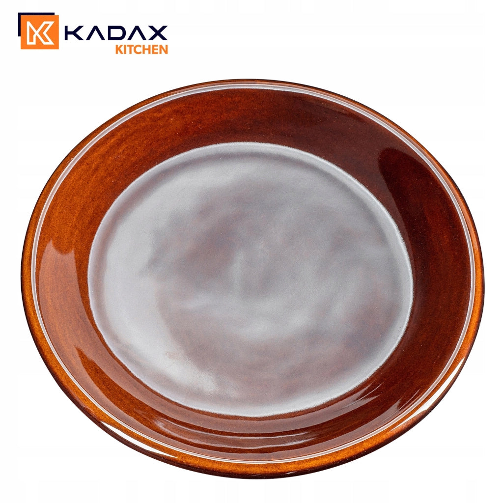 Piatto piano KADAX 24 cm in ceramica, gres, grande, marrone