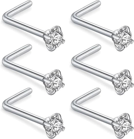 Set di 6 piercing in titanio argentato con formato G23