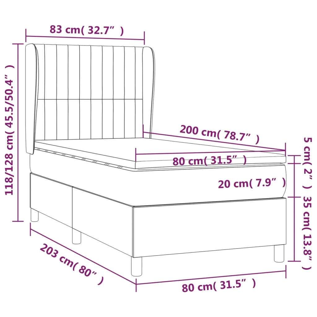 Giroletto a Molle con Materasso Marrone Scuro 80x200 cm Tessuto