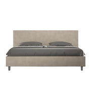 BS COM Letto matrimoniale king size contenitore imbottito 200x210 microfibra sabbia