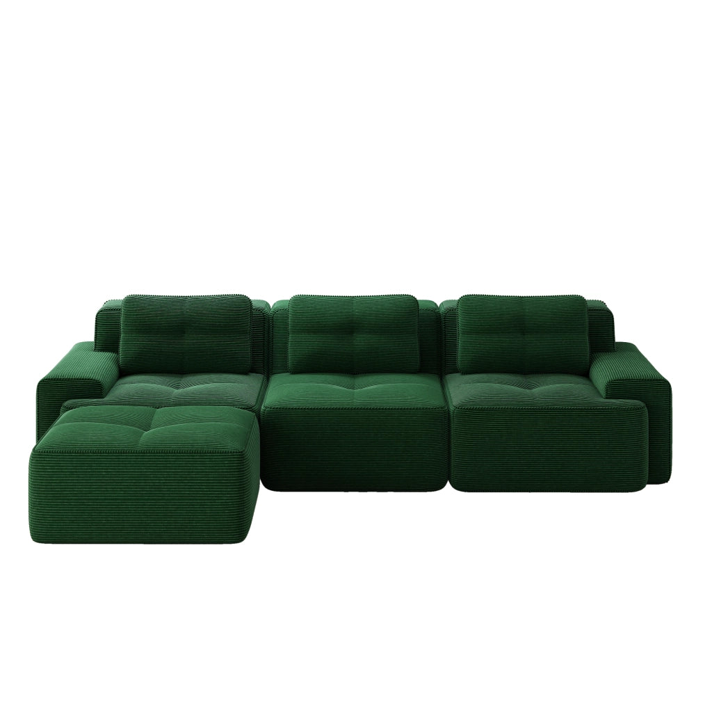 Divano modulare L Cloud Boneless - Zephmum- 3 posti in velluto a coste verde