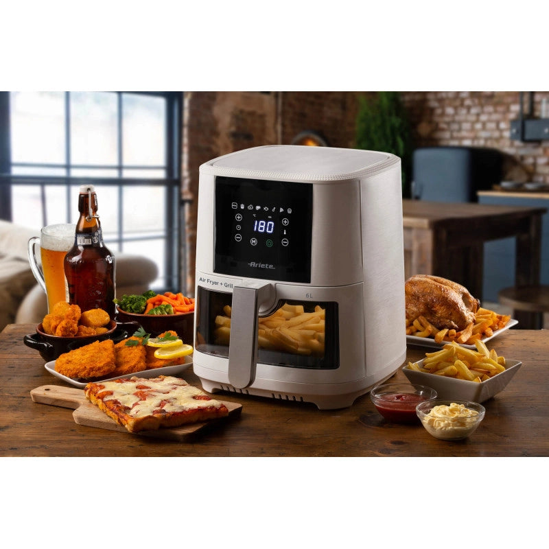 Friggitrice ad aria 6L 1300W - 8 programmi - Cestello trasparente - Bianco