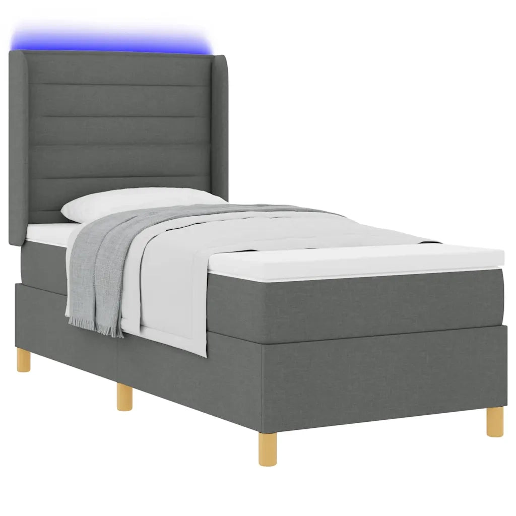 Letto a molle con materasso Grigio 100 x 200 cm Tessuto