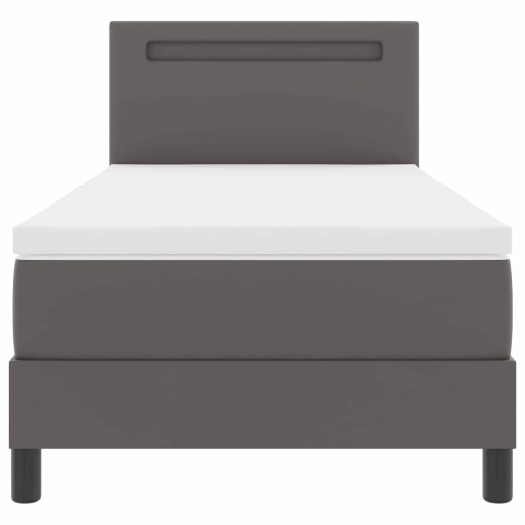 Letto a molle con materasso Grigio 90 x 200 cm Pelle sintetica 3339034
