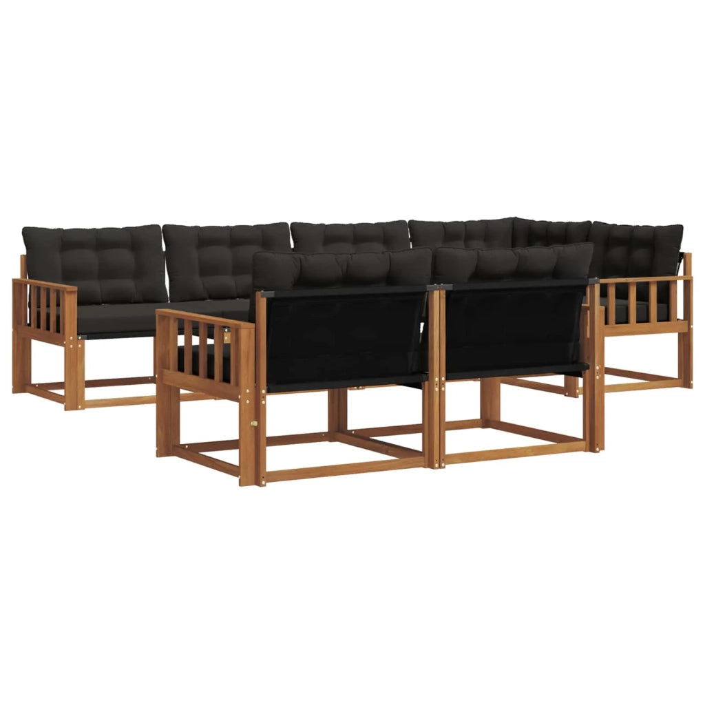 Set di divani da esterno con cuscino 7 pcs Naturale e Nero 3369551