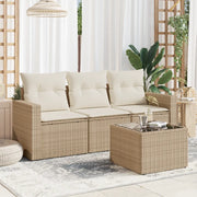 Set Divano da Giardino 4 pz con Cuscini Beige in Polyrattan 3251005