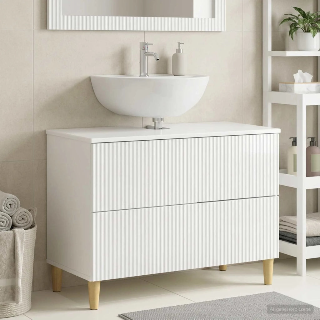 Armadio per Lavabo da Bagno ARNHEM Bianco Lucido 896579