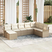 Set Divano da Giardino con cuscino 8 pcs Beige Poly Rattan 3354150
