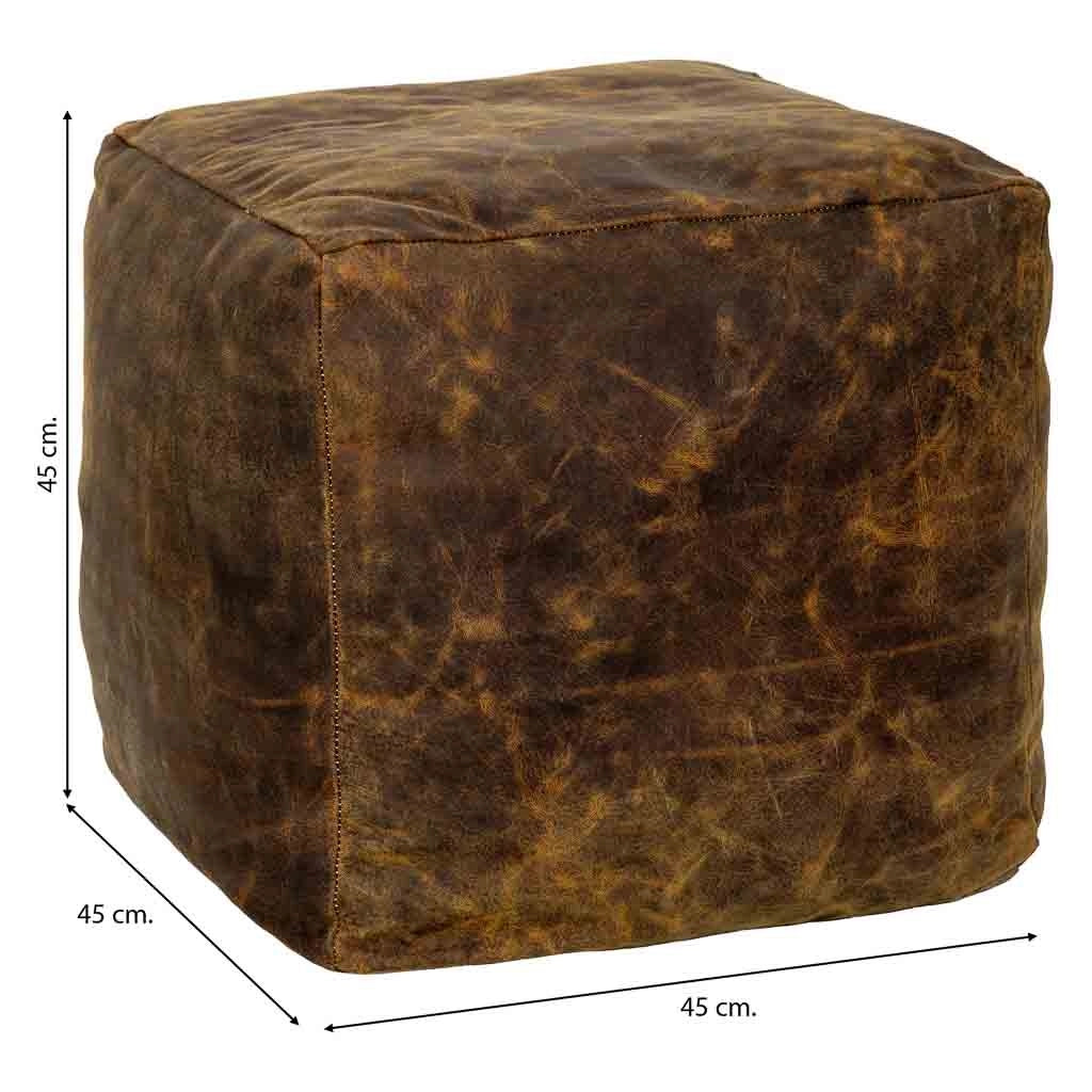Pouf in pelle marrone 45x45x45h cm