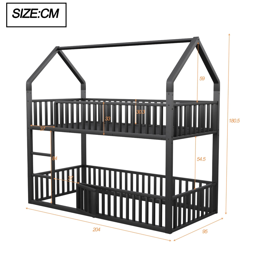 Letto a castello funzione casa metallo 90x200 cm