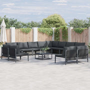 Set Divano da Giardino con cuscino 12 pcs Nero Acciaio
