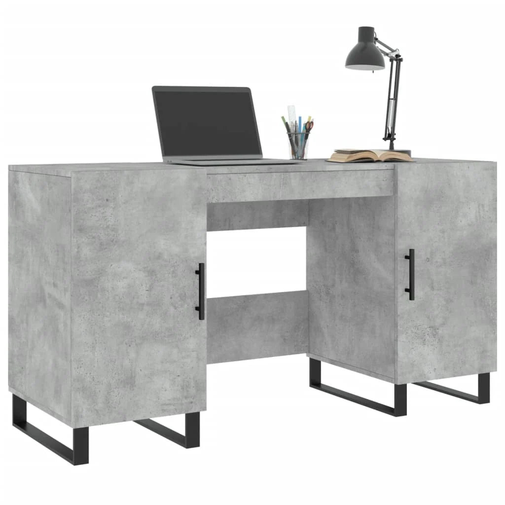 Scrivania tavolo postazione di lavoro mobile per computer studio 140 x 50 x 75 cm legno ingegnerizzato grigio 02_0023841