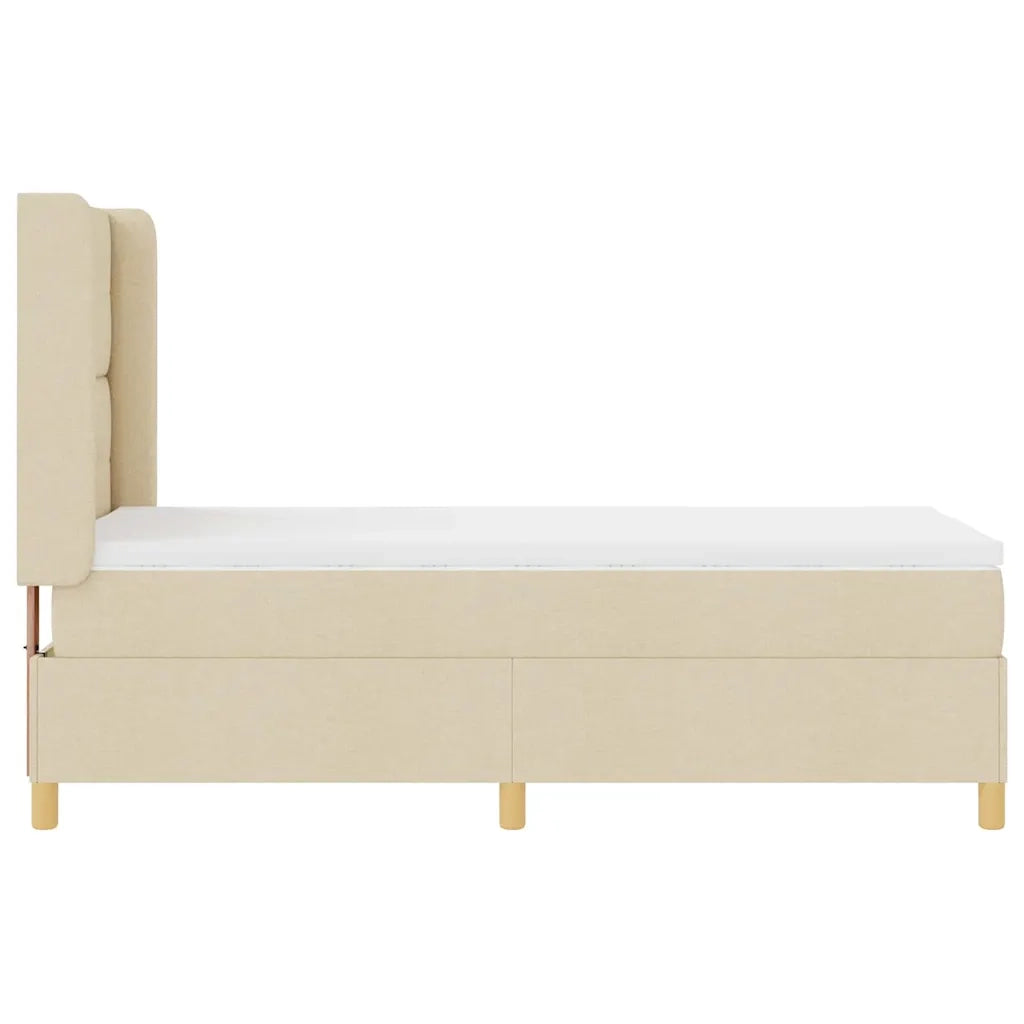 Letto a molle con materasso Crema 90 x 200 cm Tessuto