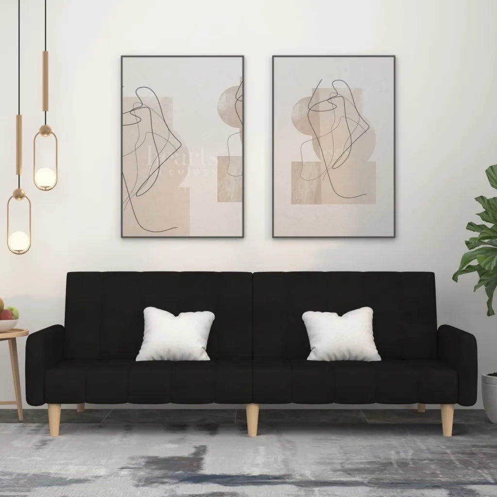 Divano Letto a 2 Posti-Sofa Letto 2 Posti-Daybed Nero in Tessuto 154643