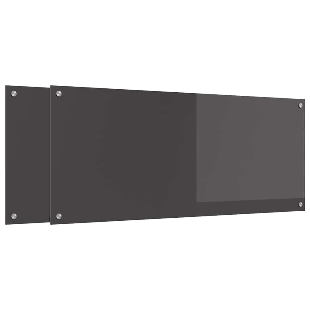 Set di 2 paraschizzi moderni per cucina 120 x 50 cm in vetro temperato grigio scuro resistente al calore e durevole 02_0056275