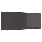Set di 2 paraschizzi moderni per cucina 120 x 50 cm in vetro temperato grigio scuro resistente al calore e durevole 02_0056275