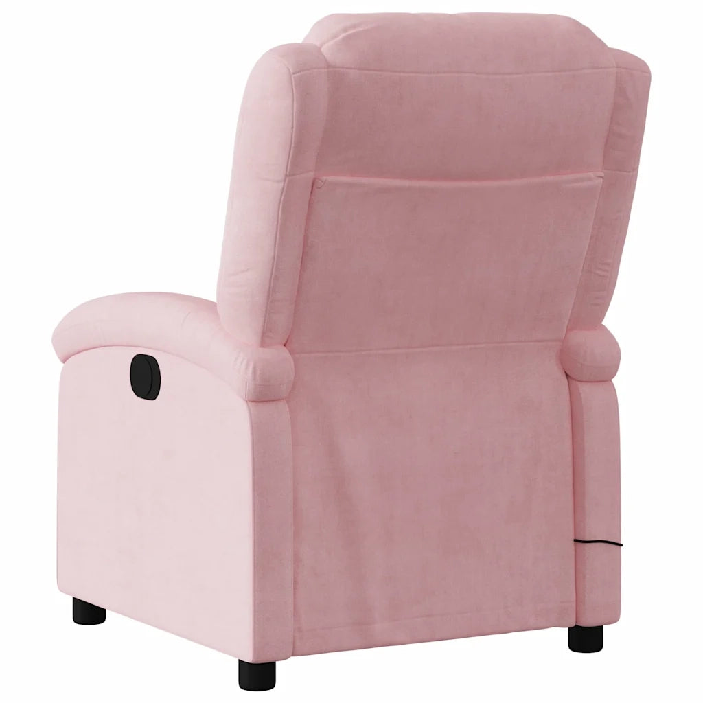 Poltrona Massaggiante Reclinabile Rosa in Velluto 371812