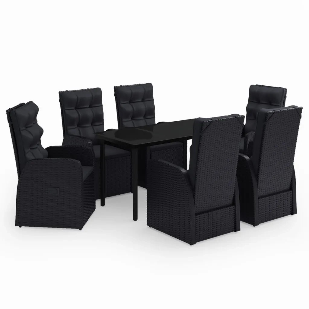 Set da Pranzo da Giardino 7 pz con Cuscini Nero 3099482