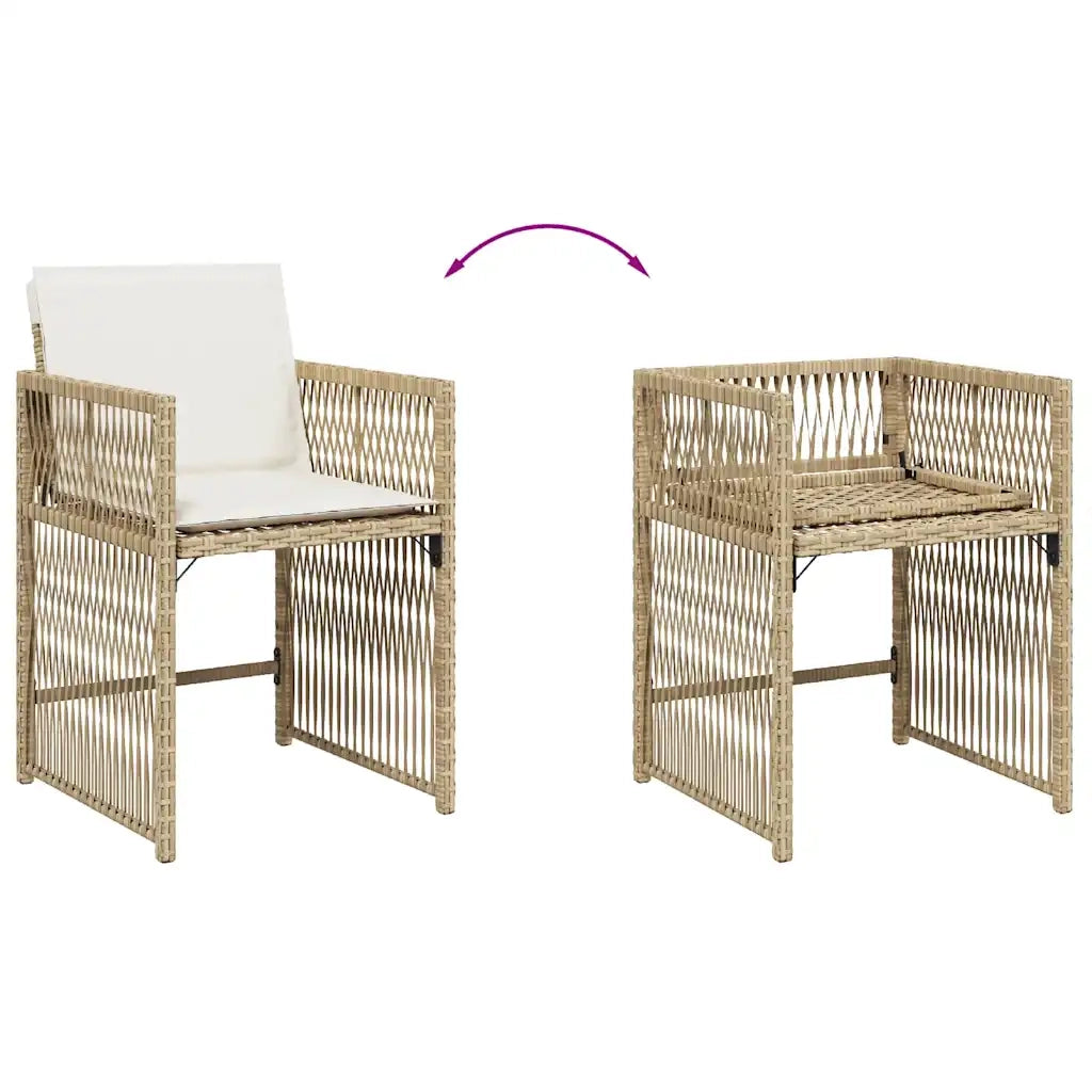 Sedie da Giardino con Cuscini 4 pz | Sedie da Esterno Beige in Polyrattan