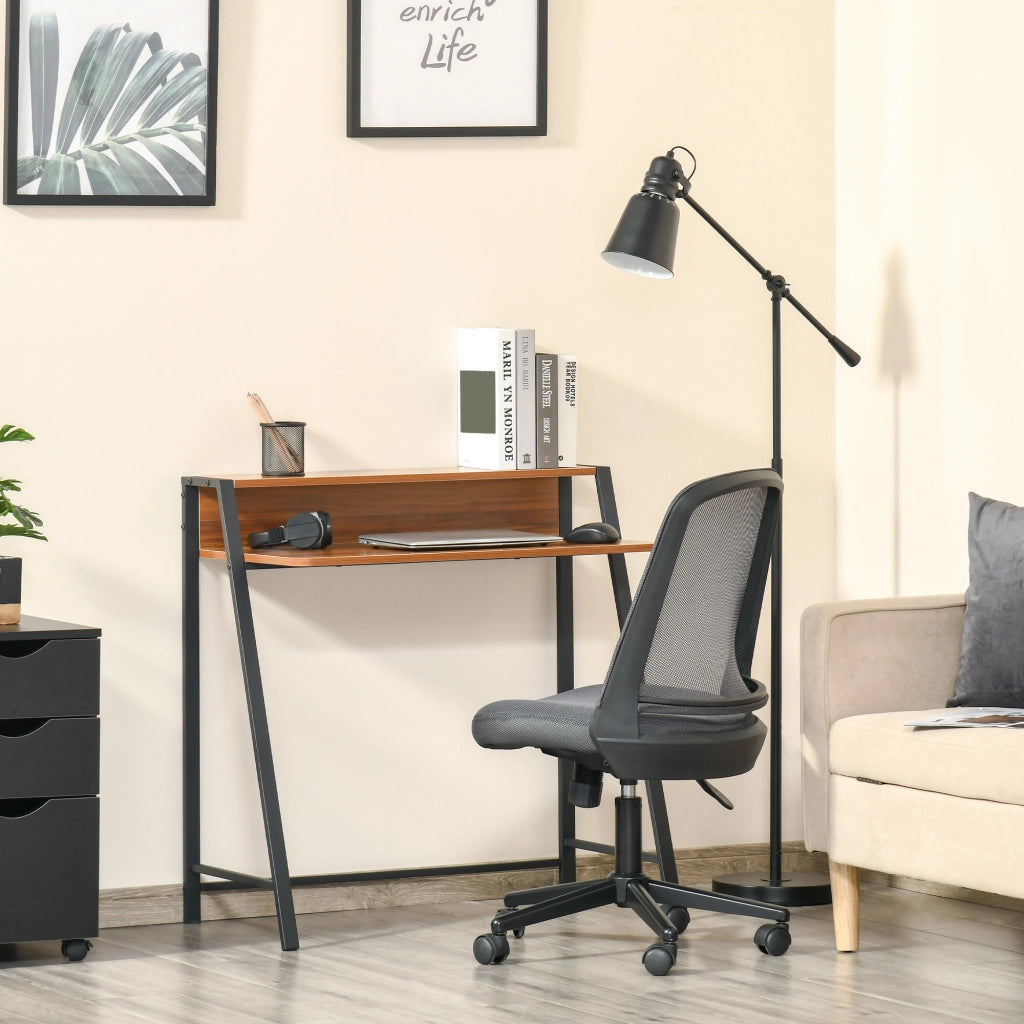 Scrivania da computer con cassetti e gestione cavi ¨C Zephmum ¨C 84x45x85 cm, noce e nero