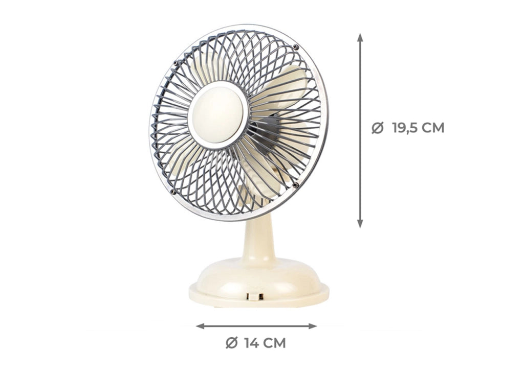 Ventilatore Da Tavolo Silenzioso Batteria Ricaricabile USB Modello Vintage - Ventilatore - Panna