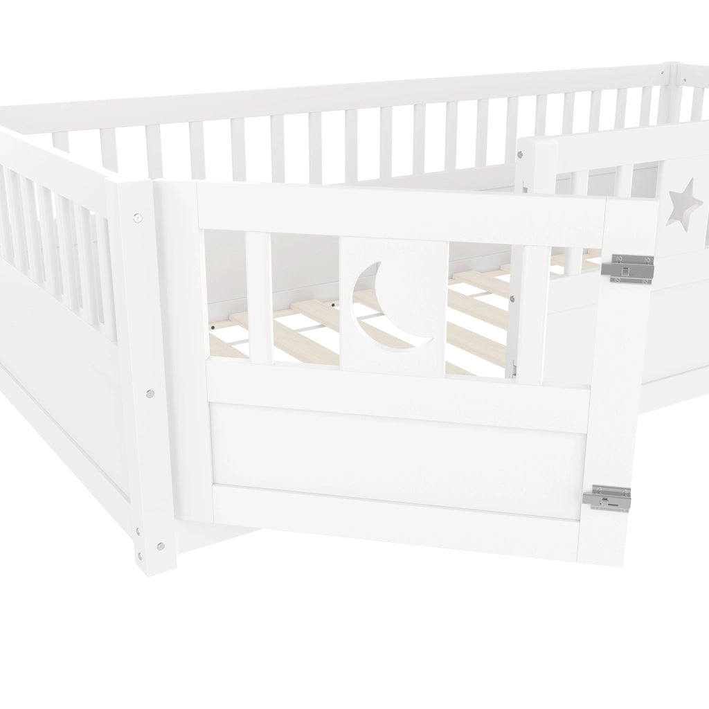 LETTO per bambini con sponda di sicurezza 90x190 cm legno di pino bianco