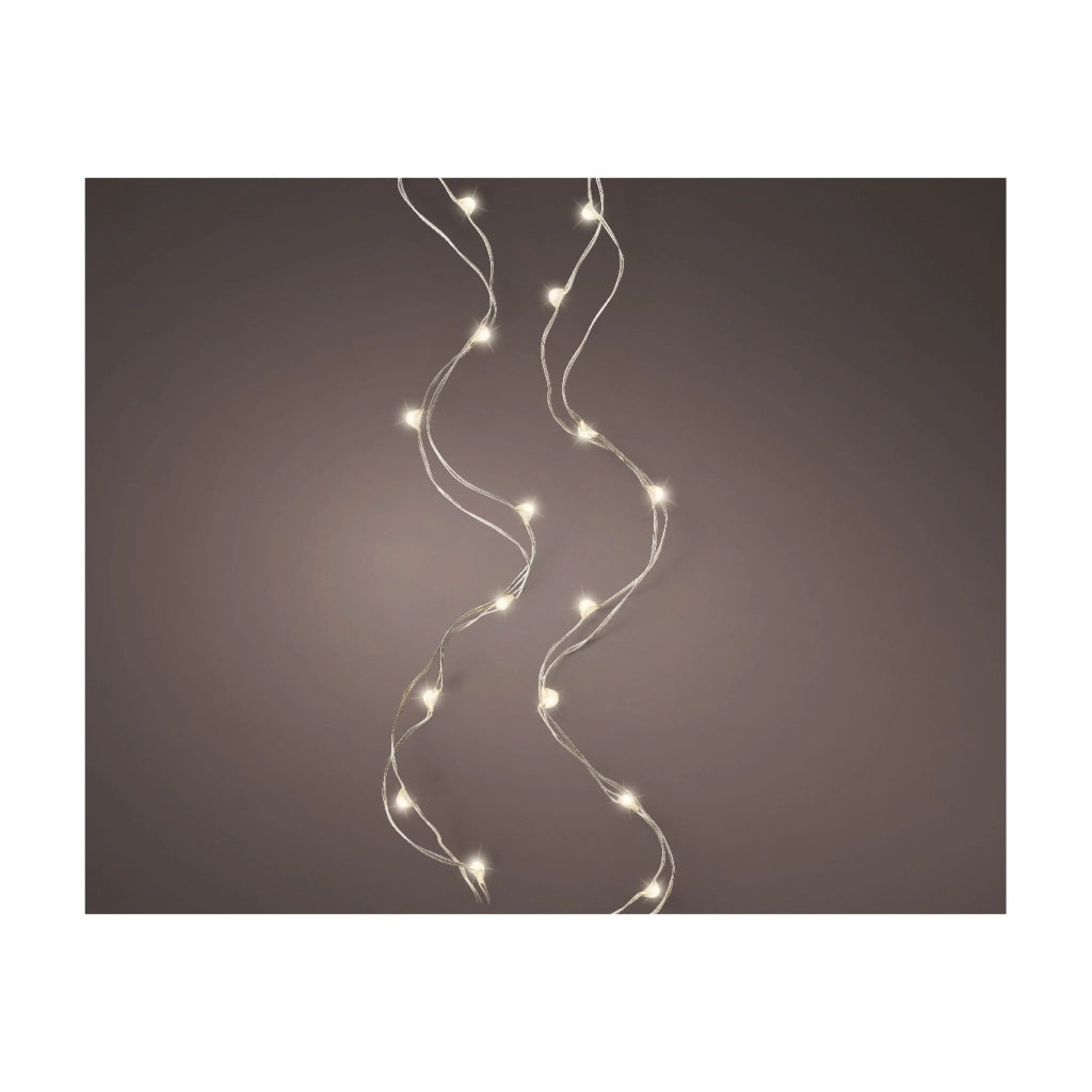 Micro Led luce fissa argento/bianco caldo 195cm 40L a batteria