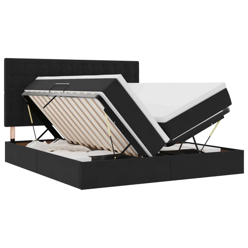 Letto con luci a strisce a LED Nero 180 x 200 cm Velluto