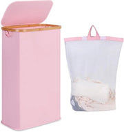 Wastebasket con coperchio - pieghevole - 60 l - rosa