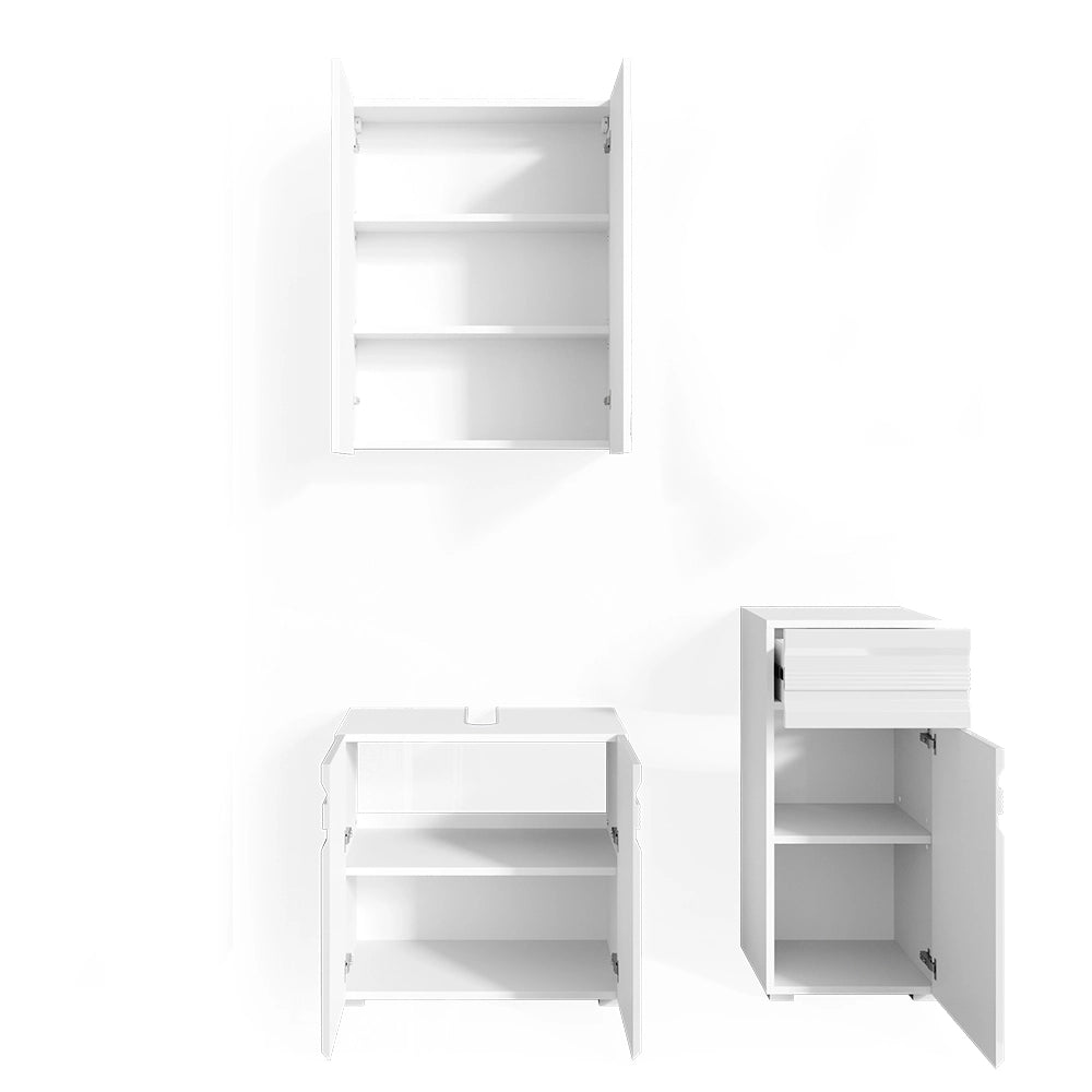 Vicco Set mobili bagno Bianco lucido 3 parti