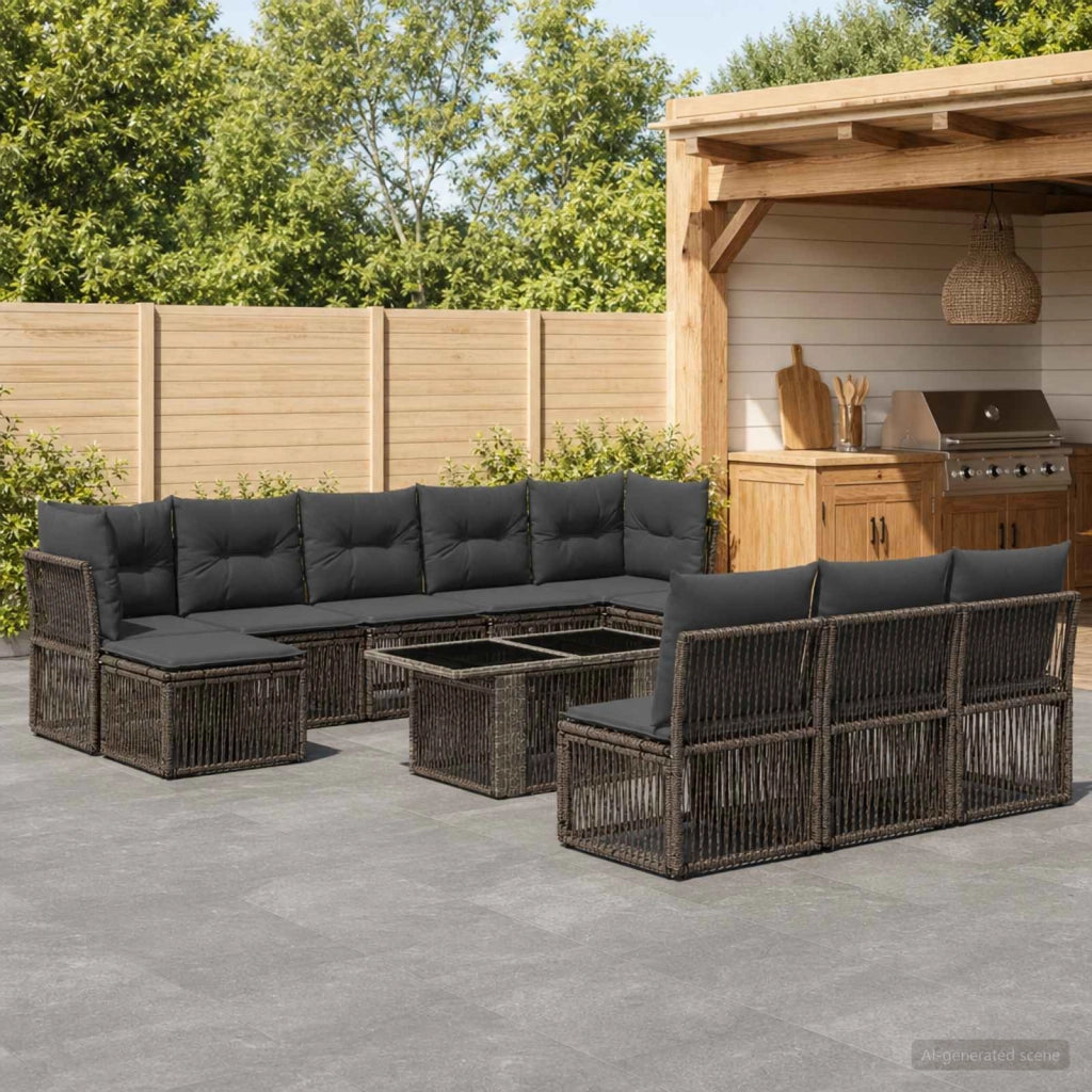 Set Divano da Giardino 11 pz Grigio polyrattan 3436532