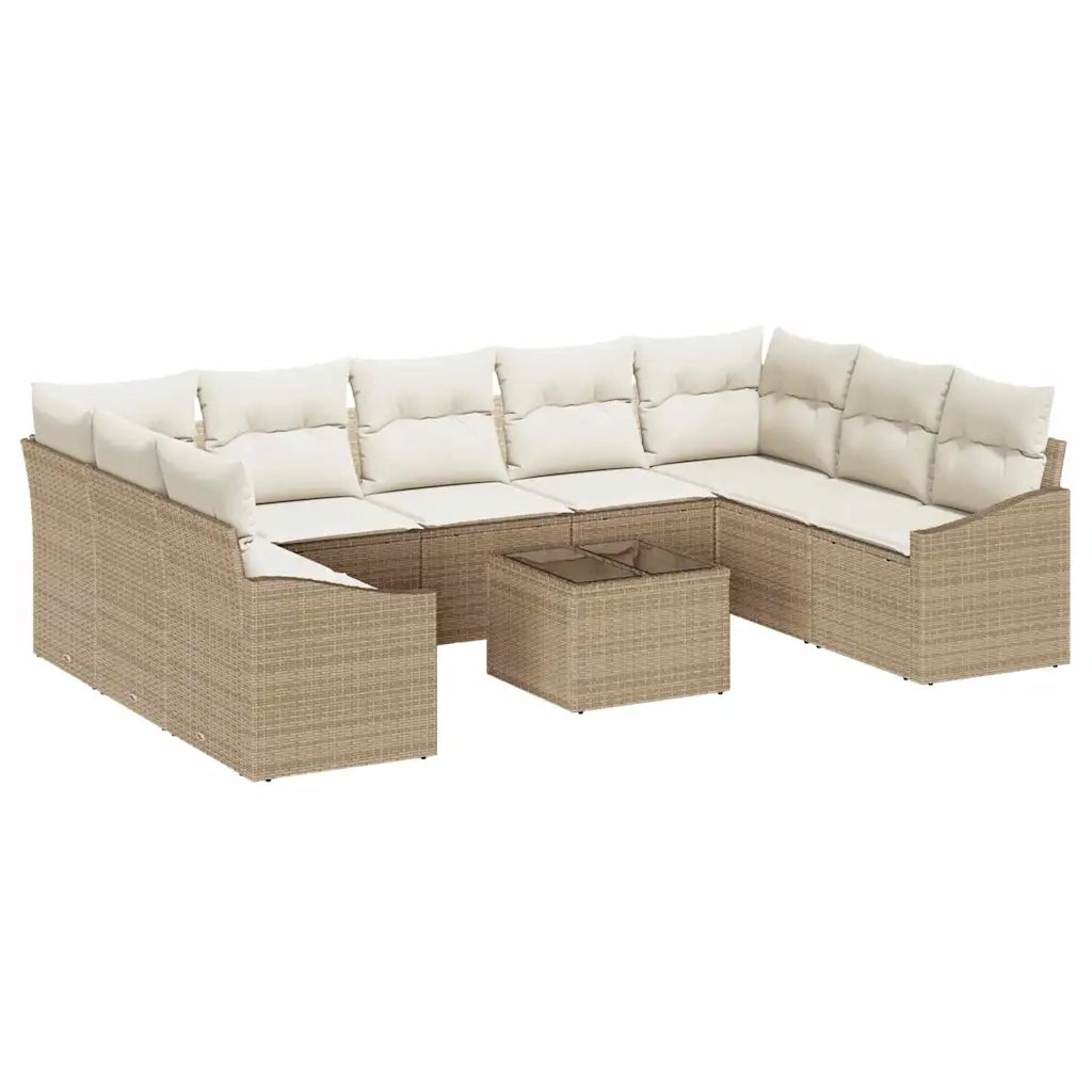 Set Divano da Giardino Beige e Crema polyrattan 3355560