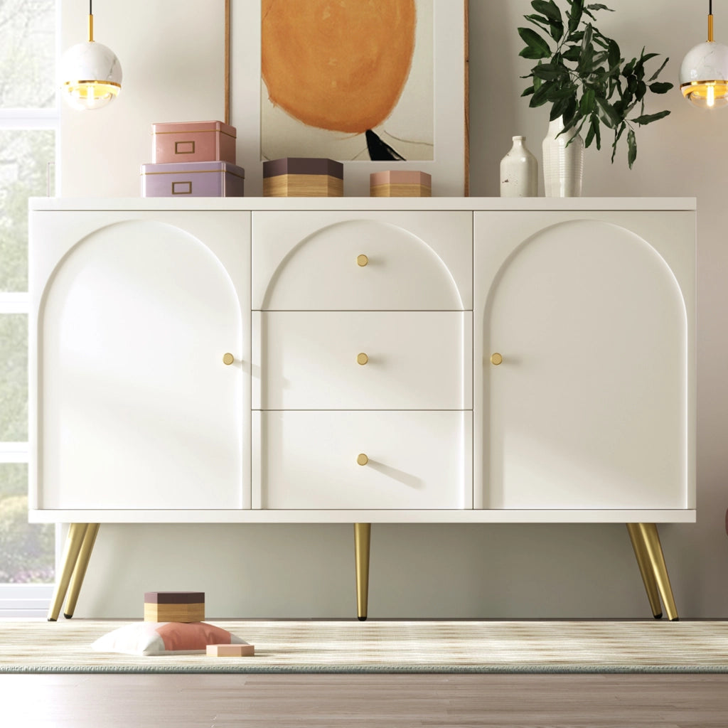 COMÒ 2 porte e 3 cassetti 140x40x84 cm Crema Bianco