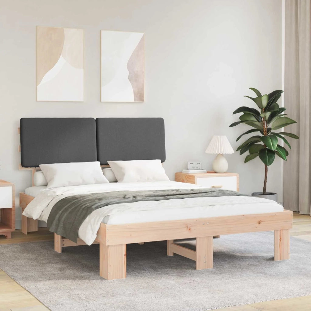 Letto con Testiera Rivestita Grigio scuro 140 x 190 cm 877355