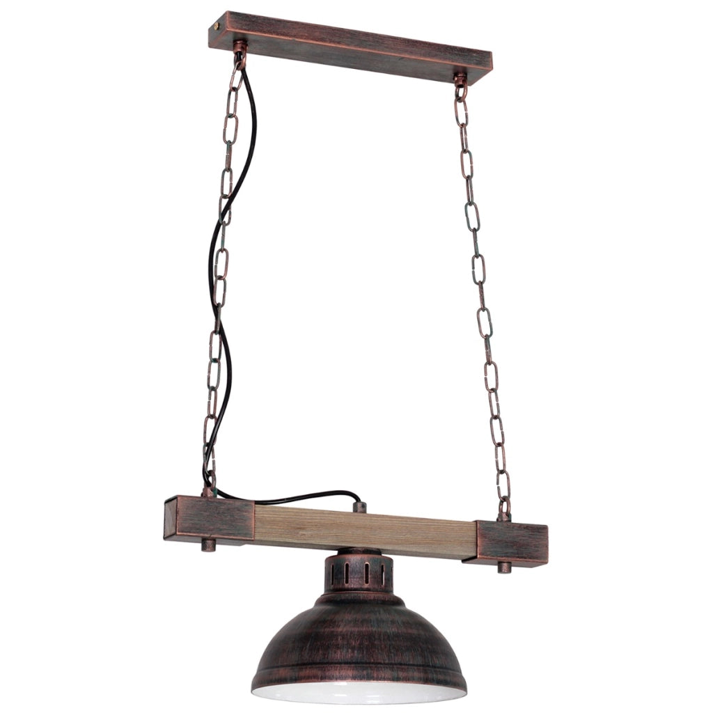 Lampada a sospensione loft catena marrone/legno Hakon E27 Luminex